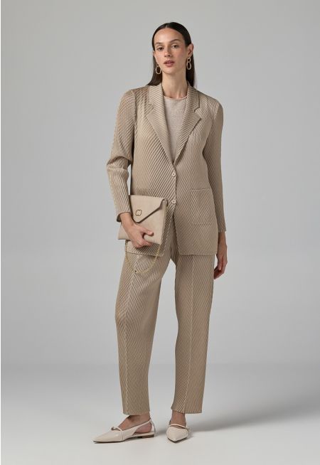 Straight Cut Pleated Trousers