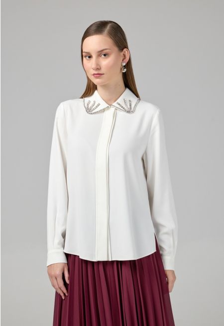 Solid Crystal Embellished Shirt