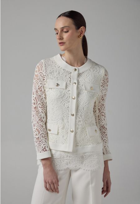 Solid Floral Lace Jacket