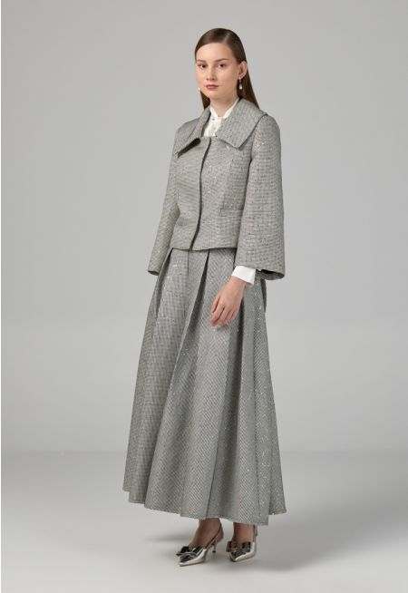 Contrast Flared Sequin Skirt