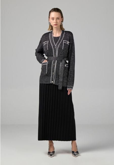 Knitted Pleated Maxi Skirt
