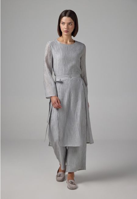 Textured Overlay Solid Trousers