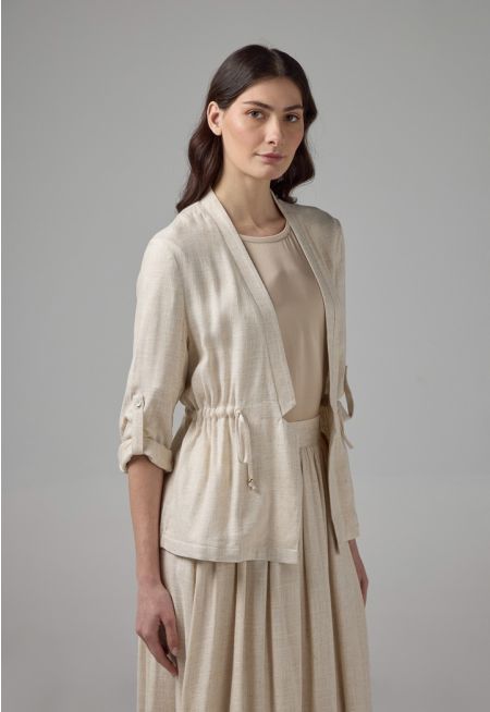 Side Pockets Drawstring Waist Jacket