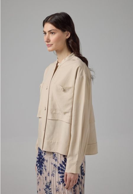 Front Pockets Solid Jacket