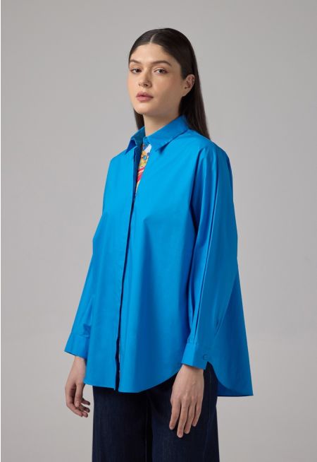 Solid Long Kimono Sleeve Shirt