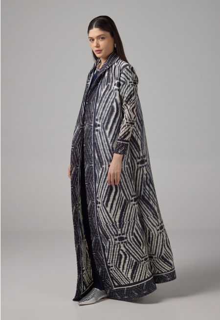 Long Sleeve Printed Maxi Abaya