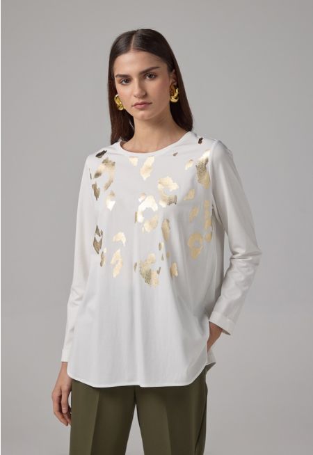 Metallic Foil Print T-Shirt