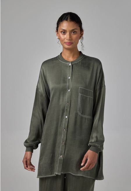 Drop Shoulder Solid Shirt