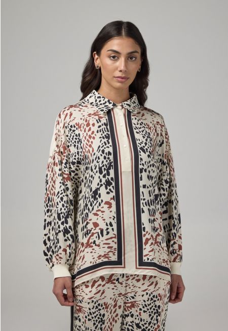 Drop Shoulder Print Blouse 