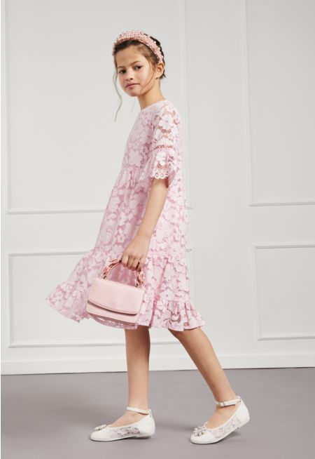 Floral Lace Ruffled Dress