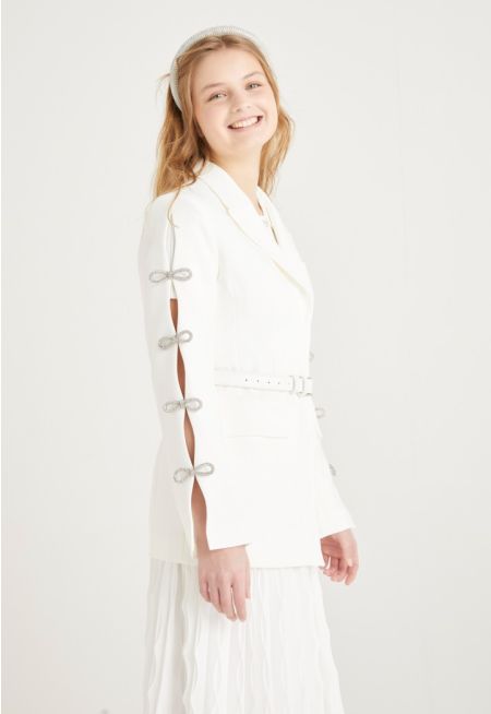 Crystal Bows Embellished Blazer