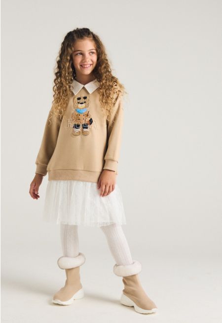 Lace Hems Sweater Dress