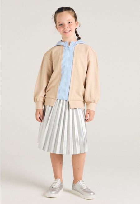 Solid Pleated Skirt
