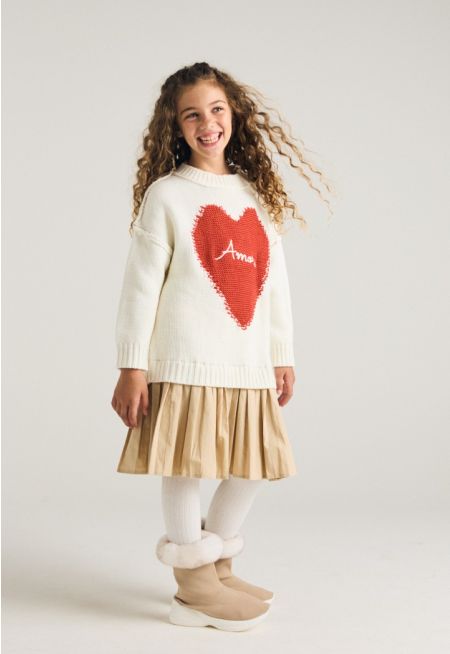 Embroidered Sweater Dress