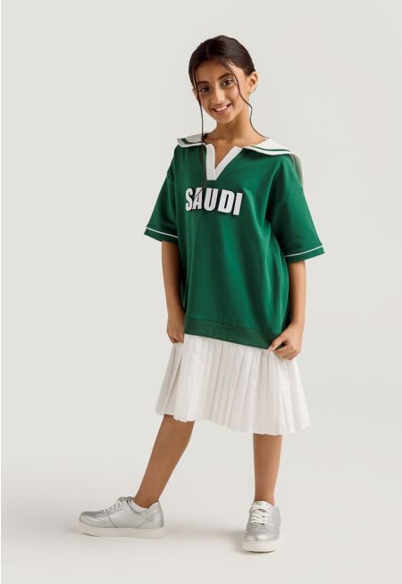 Saudi National Day Embossed Dress