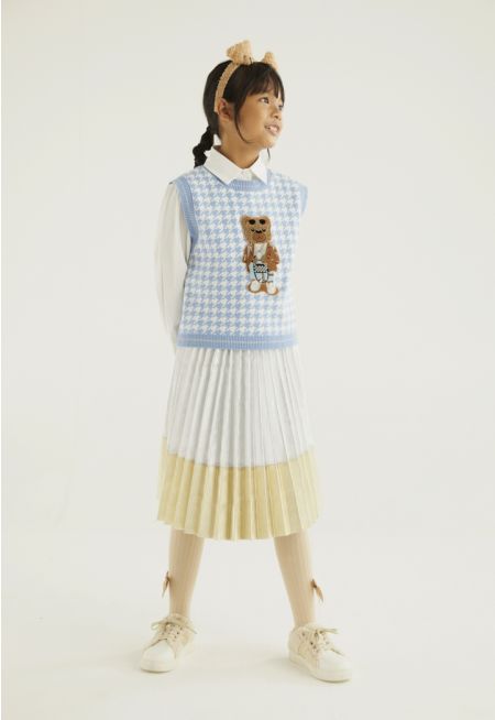 Two Toned Metallic Pleated Skirt