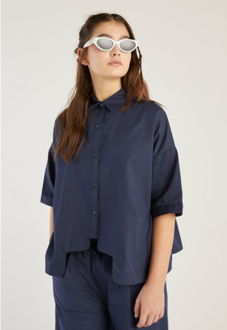 Pleated Details Short Sleeves Shirt