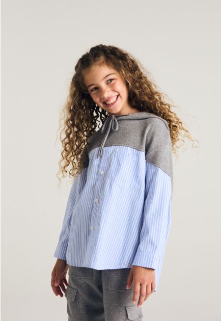 Knitted Top Striped Shirt