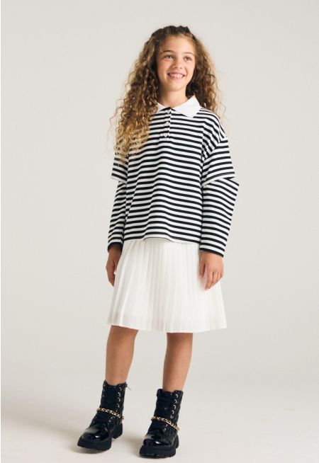 Striped Sweater Dress Combo (2PCS)