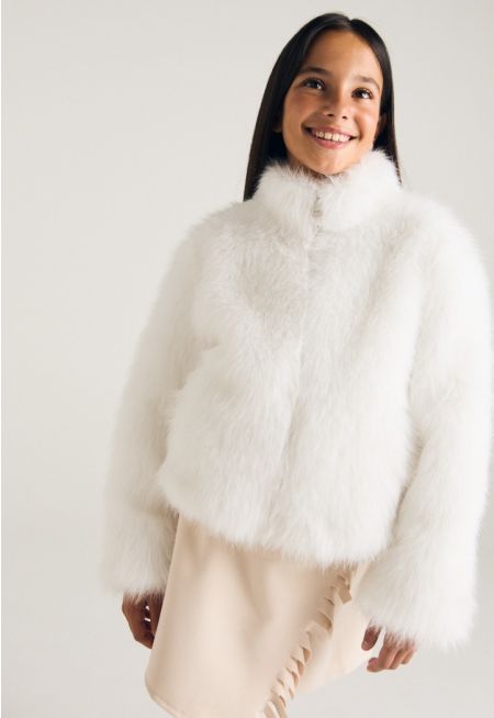 Solid Faux Fur Jacket