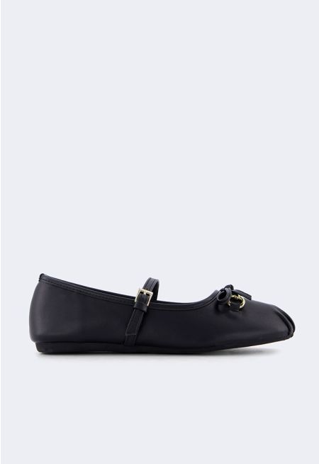 Flat PU Leather Ballerinas