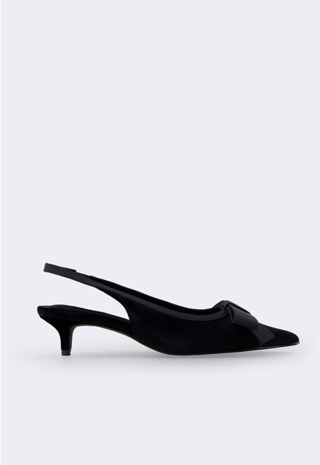 Bow Embellished Velvet Heels