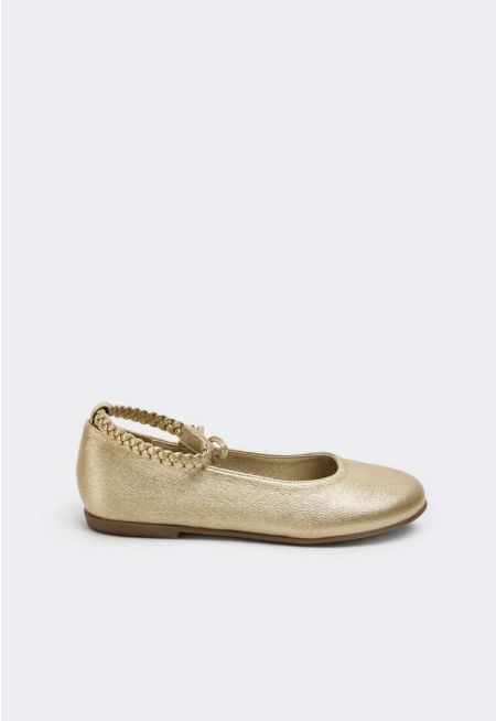 Metallic Flat Strap Shoes