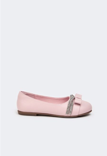 Crystal Strap Bow Flat Ballerina