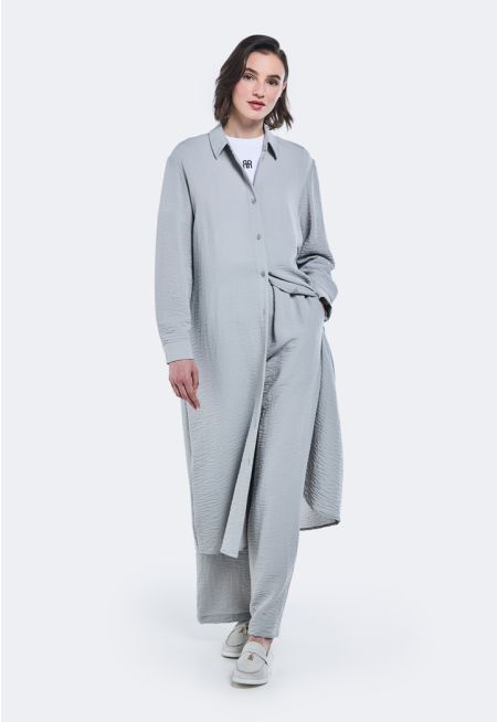 Crinkled Relaxed Fit Shirt Dress