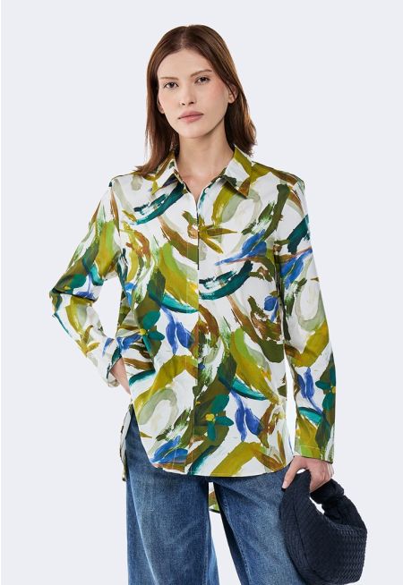 High-Low Printed Shirt