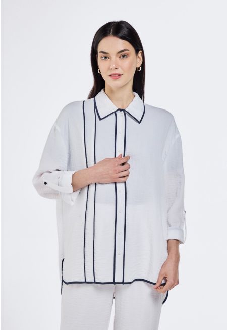 Contrast Piping Detail Shirt