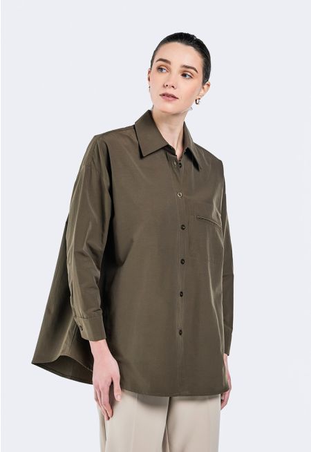 Solid Shoulder Overlay Shirt