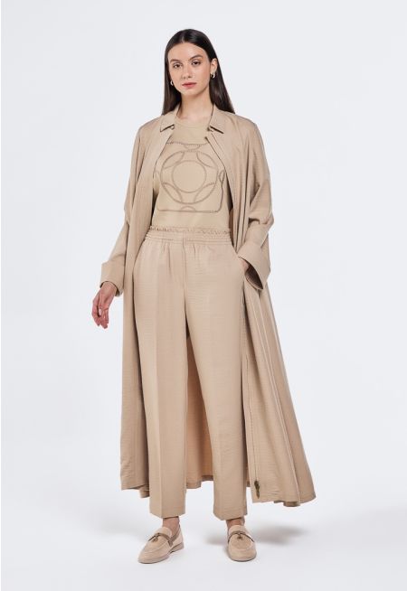 Elastic Waist Crinkled Trousers