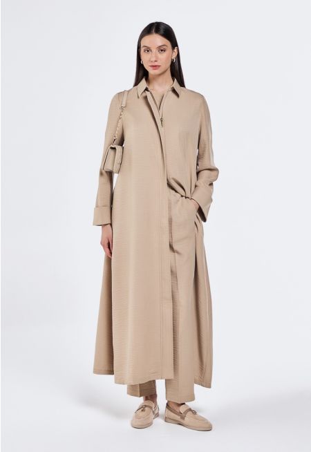 Crinkled Zip Up Abaya