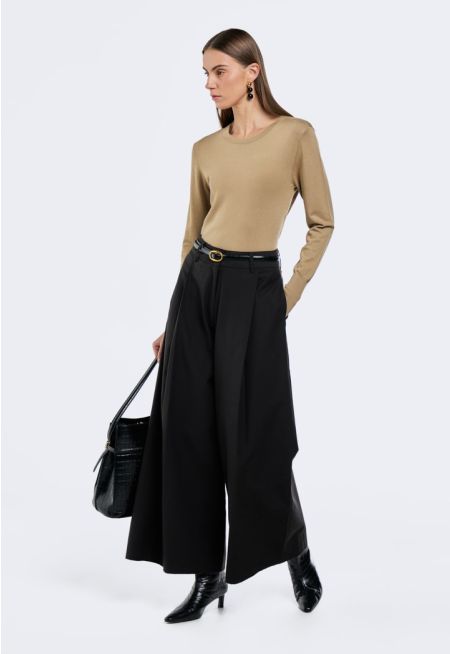 Solid Wide Leg Trousers