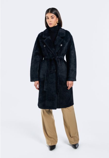 Double Breasted Faux Fur Coat