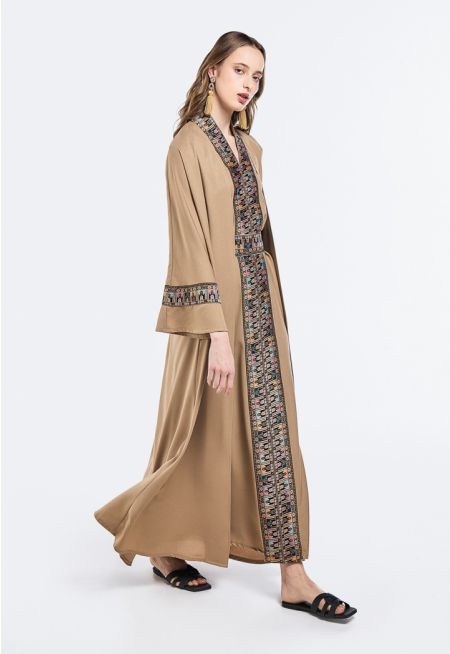 Abaya and Sleeveless Dress Set (2PCS)