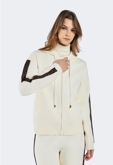 Knitted Tape Details Sweatshirt