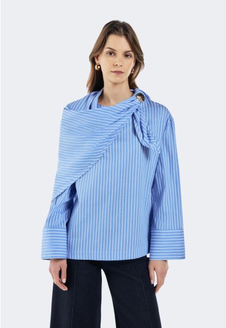 Striped Top With Attached Scarf