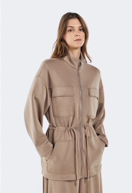 Multi-pocket Drawstring Jacket