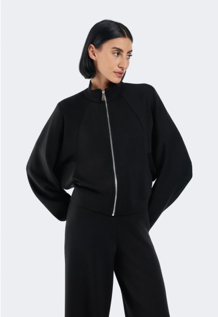 Solid Batwing Sleeve Jacket