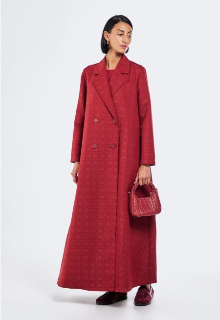 Geometric Embroidered Quilted Abaya