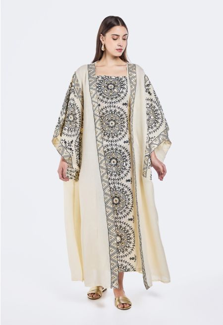 Abaya and Sleeveless Dress Set (2PCS)