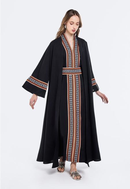Abaya and Sleeveless Dress Set (2PCS)