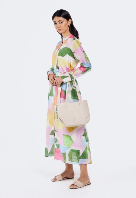 Multicolor Print Belted Dress (2 PCS)