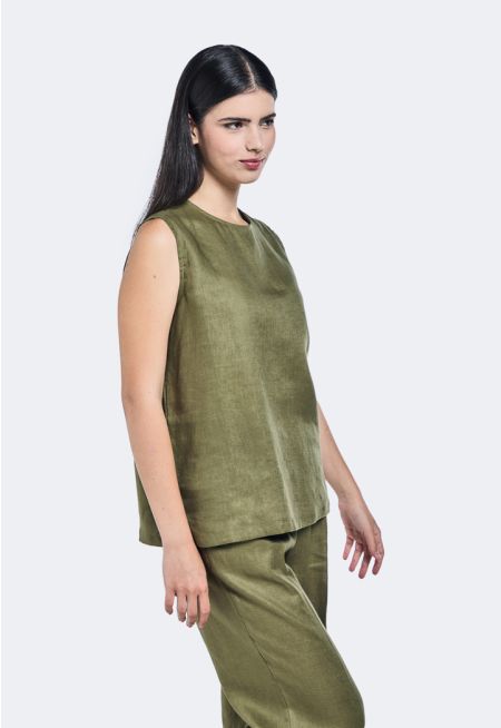 Basic Sleeveless Linen Top