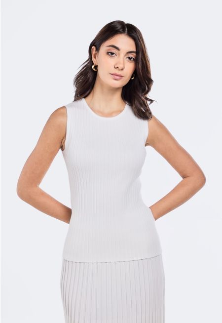 Ribbed Knitted Sleeveless Top