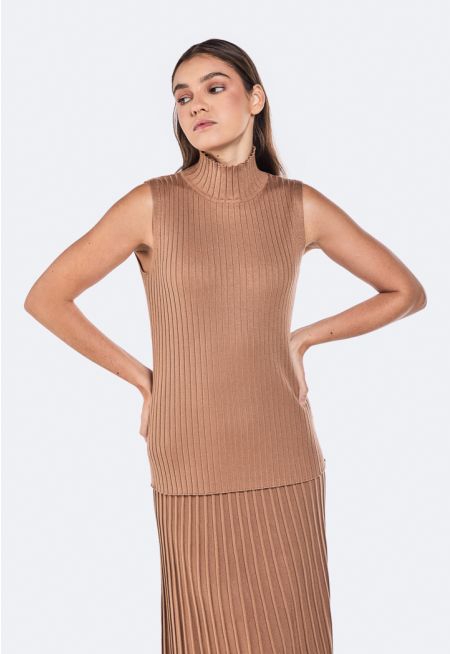 Ribbed Knitted Sleeveless Top