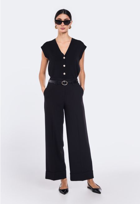 Solid Straight Cut Trousers