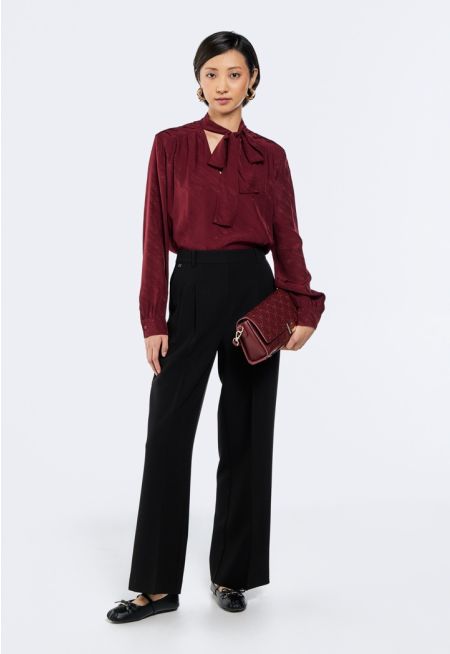 Solid Pleated Waist Trousers